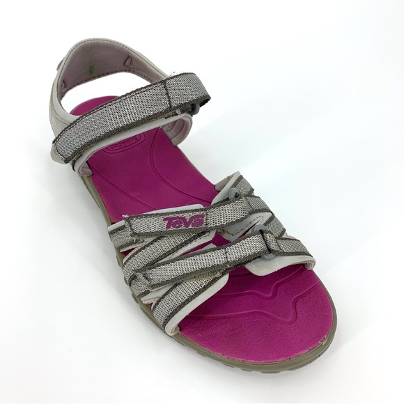 Teva Grey, Silver, and Pink Tirra Kids' Sport Sandal, 5 - Picture 3 of 16